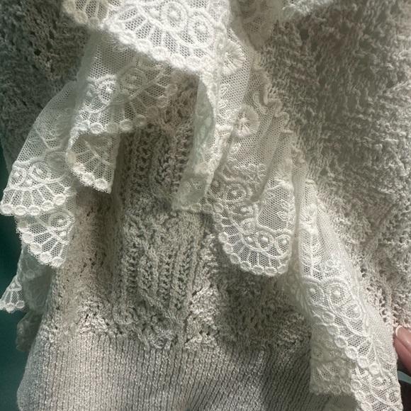 Zara Cream Lace Knit Top - Picture 2 of 9